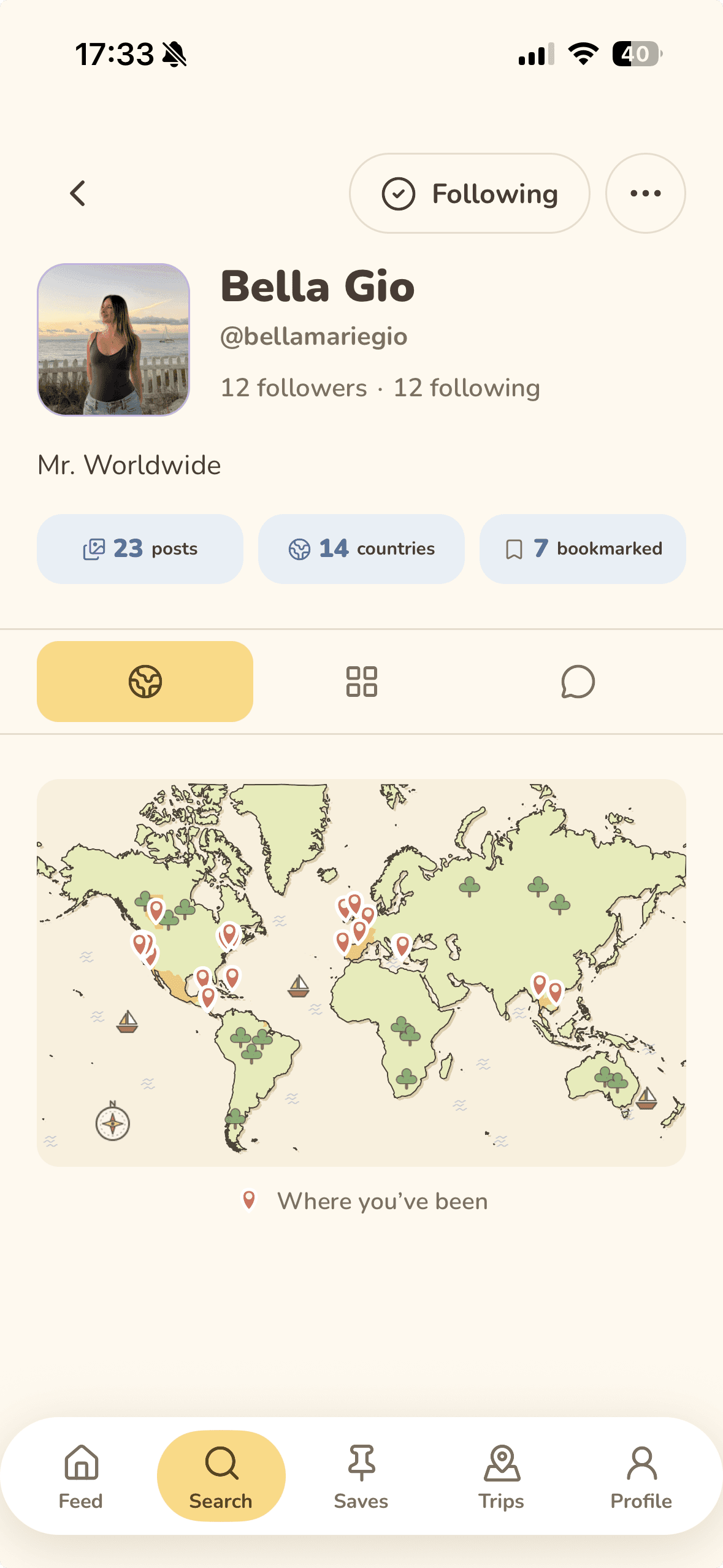 A friend’s Tripmunk profile showing their public collections.
